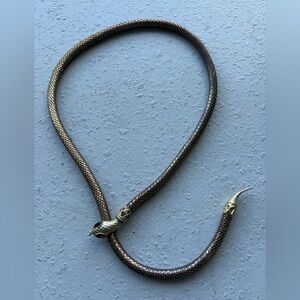 Vintage Articulated Mesh Bronze Snake Necklace Belt Lariat 38”
